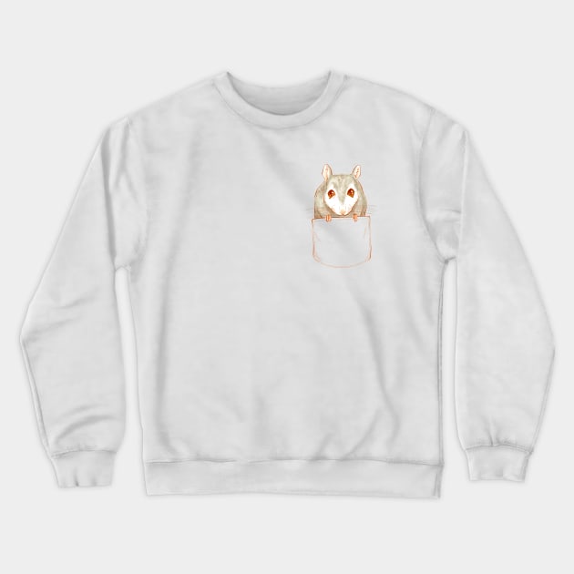 Tiny Cute Mouse Pocket Crewneck Sweatshirt by jessicaguarnido